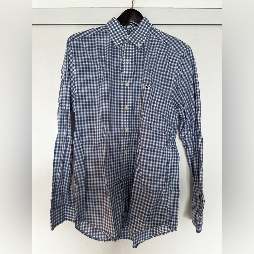 Vineyard Vines Med. Men’s Slim Fit Tucker Blue Checkered Long Sleeve